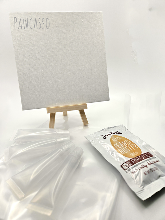 Pawcasso Medium Custom Dog Painting Kit Components Peanut Butter & Bag
