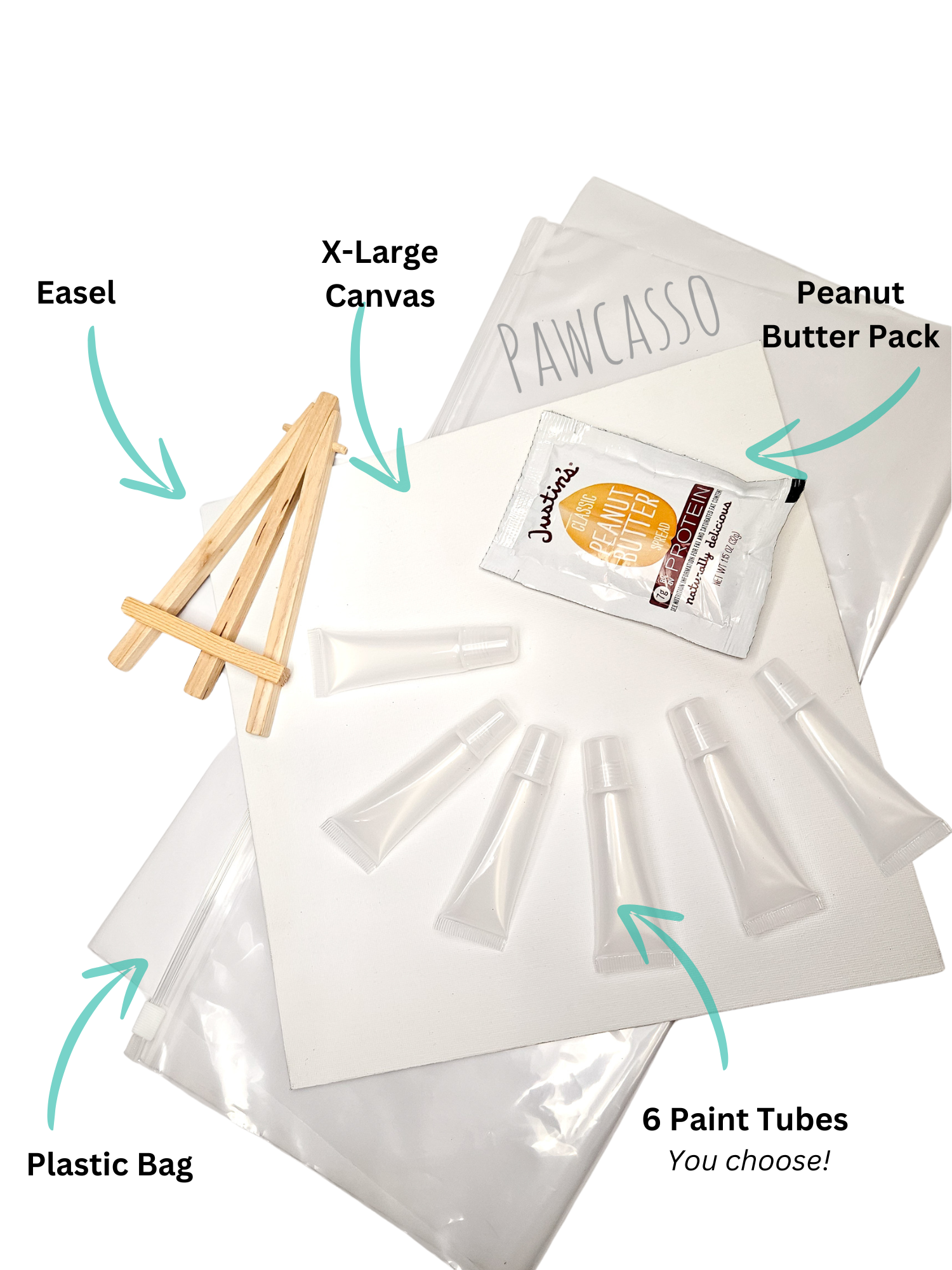 Pawcasso X-Large Custom Dog Painting Kit Components
